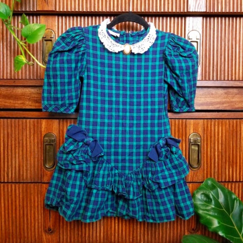 Vintage Plaid Dress Green Size 4
